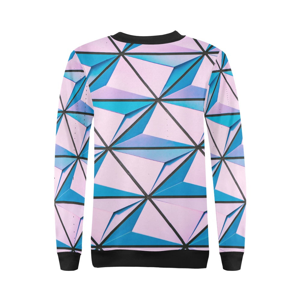 Pink Abstract Crewneck Sweatshirt for Women