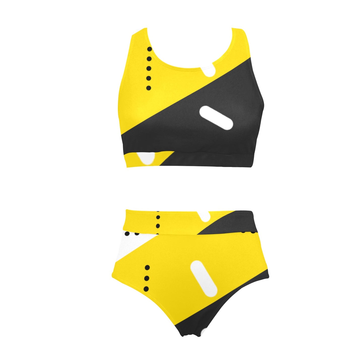 Black & Yellow Crop Top Bikini Set