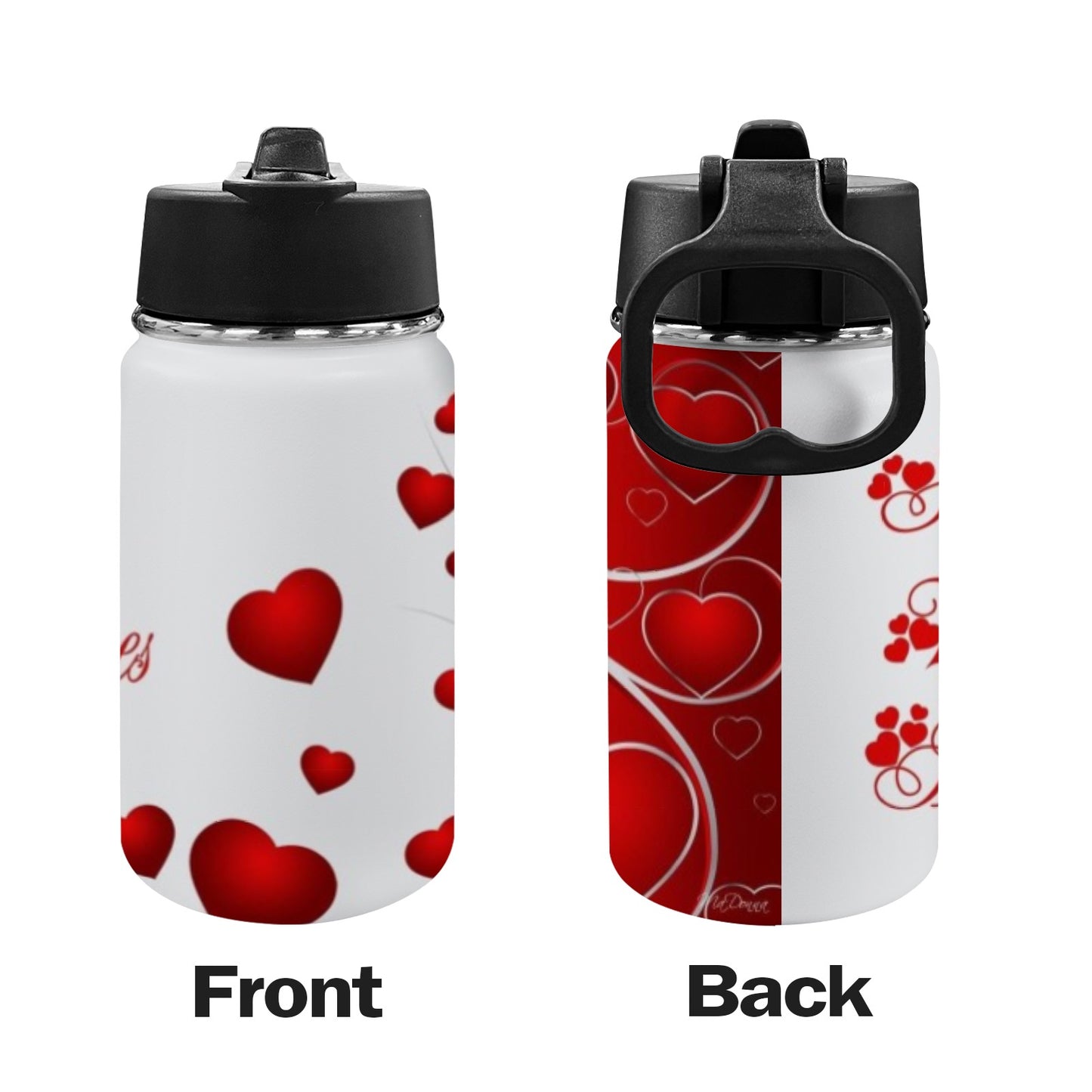 Happy Valentine’s Day Kids Water Bottle with Straw Lid (12 oz)