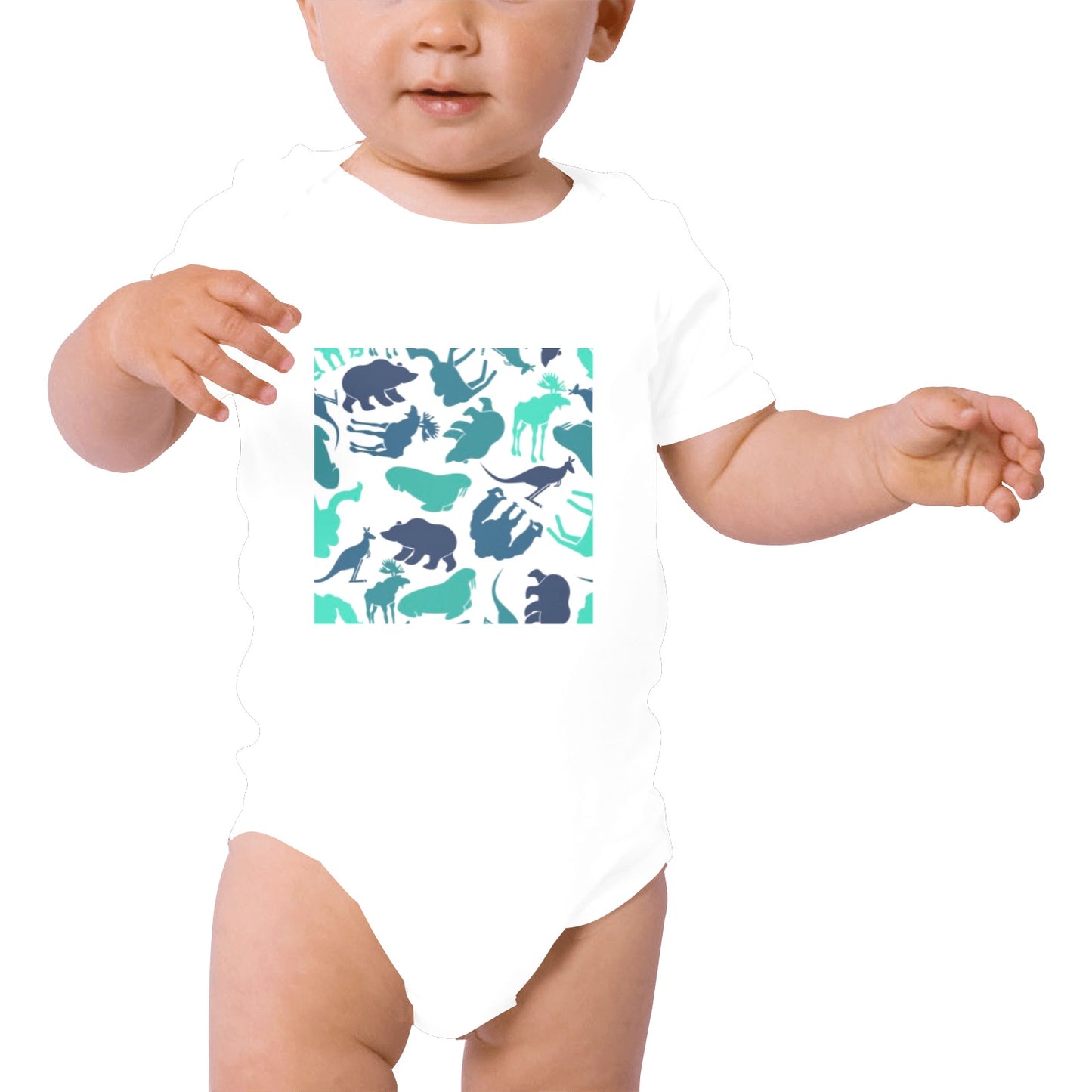 Blue Animals Baby Onesie