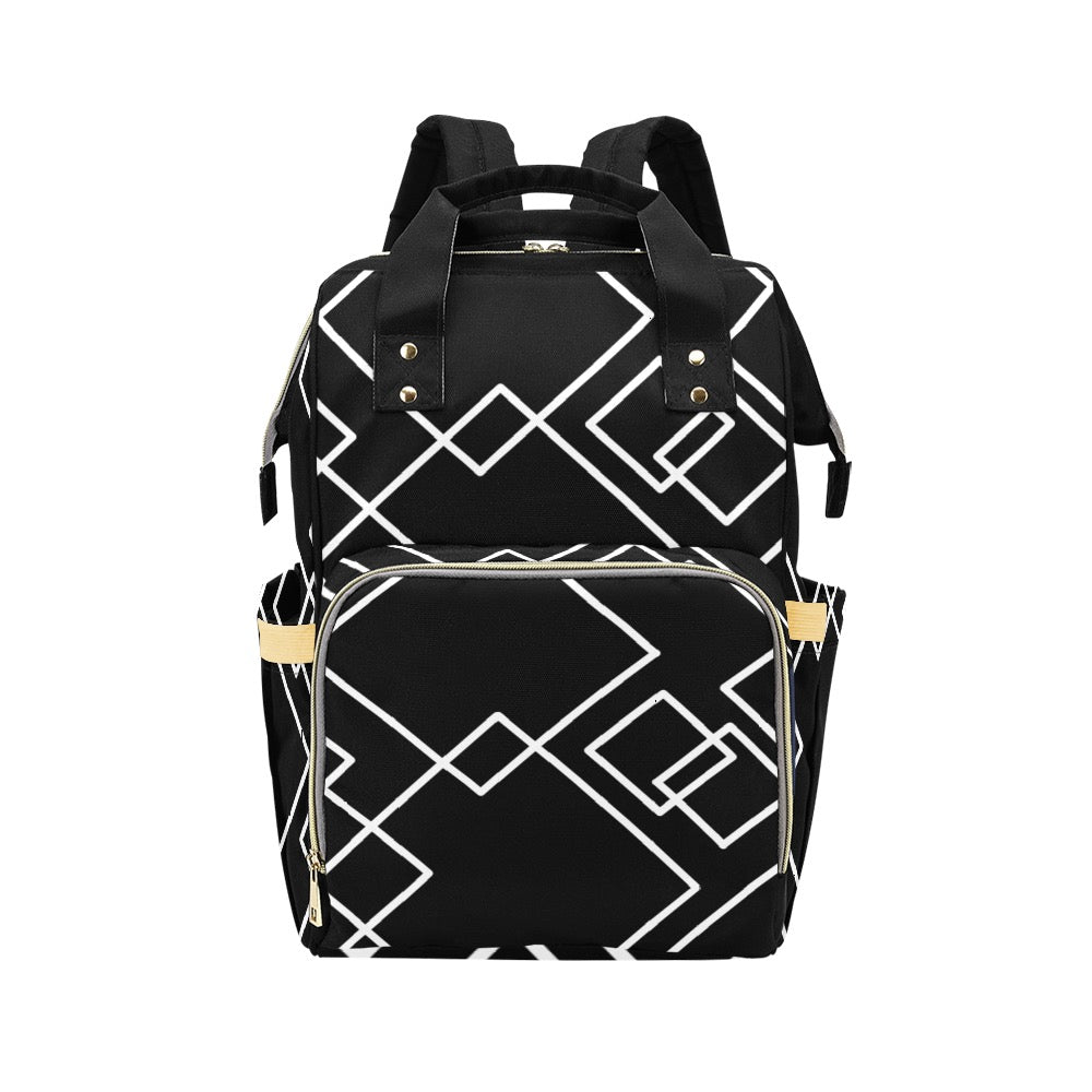 Black Squared Multi-Function Diaper Backpack/Bag