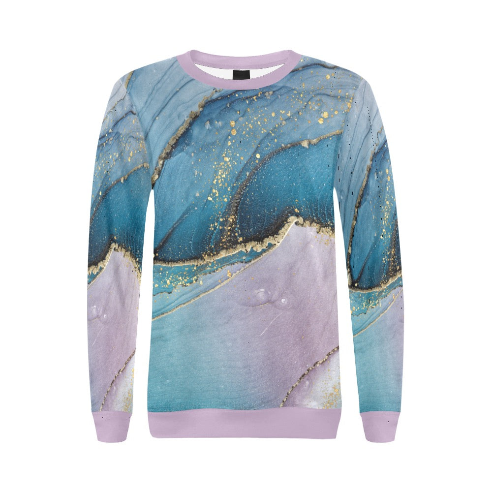 Blue Marble Crewneck Sweatshirt for Women