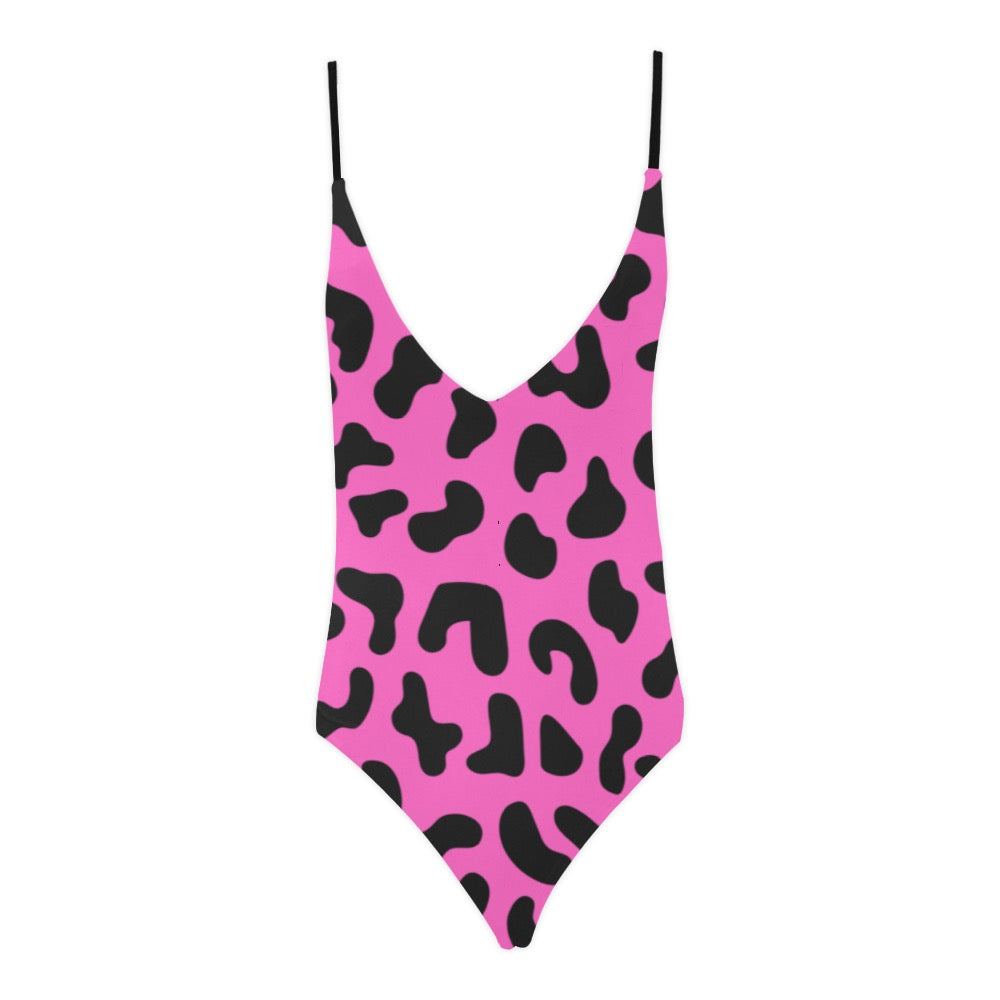 Pink Chee Sexy Lace Backless One-Piece Swimsuit