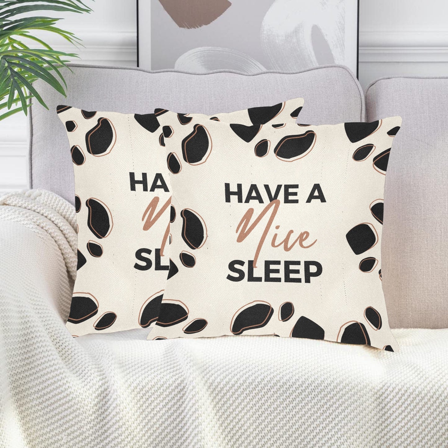 Have A Nice Sleep Linen Zippered Pillowcase 18"x18"(Pack of 2)