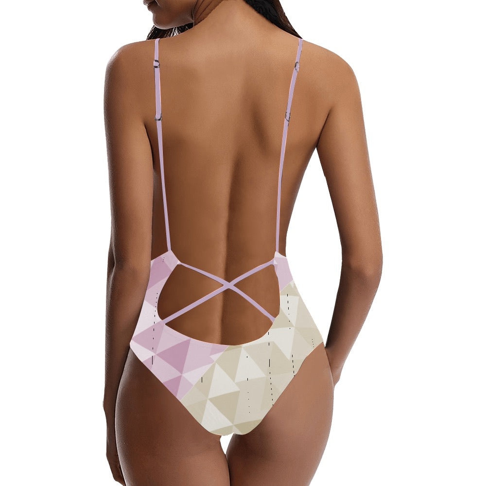 Crystal Lite Sexy Lace Backless One-Piece Swimsuit