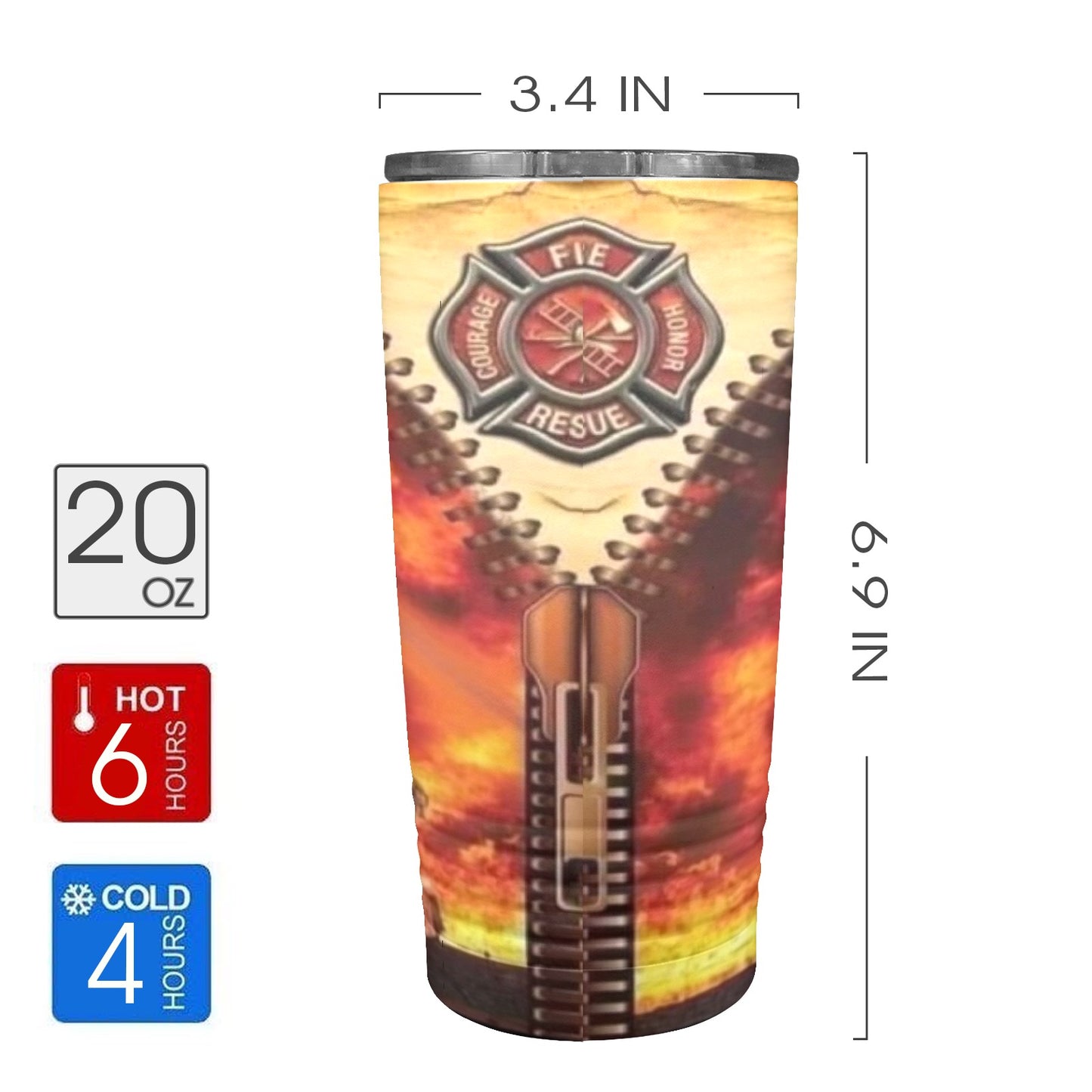 Fire & Rescue 20oz Insulated Stainless Steel Mobile Tumbler