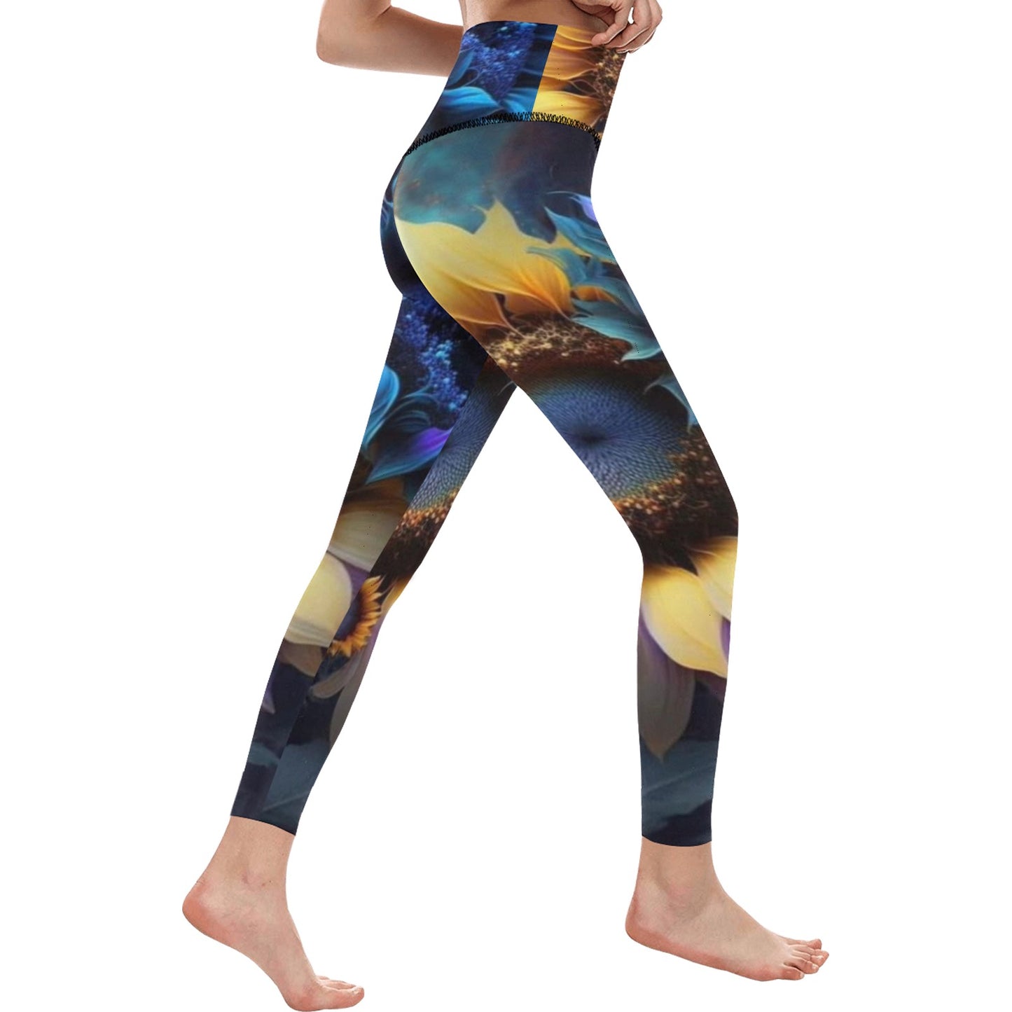 3D Sunflower Women's High-Waisted Leggings