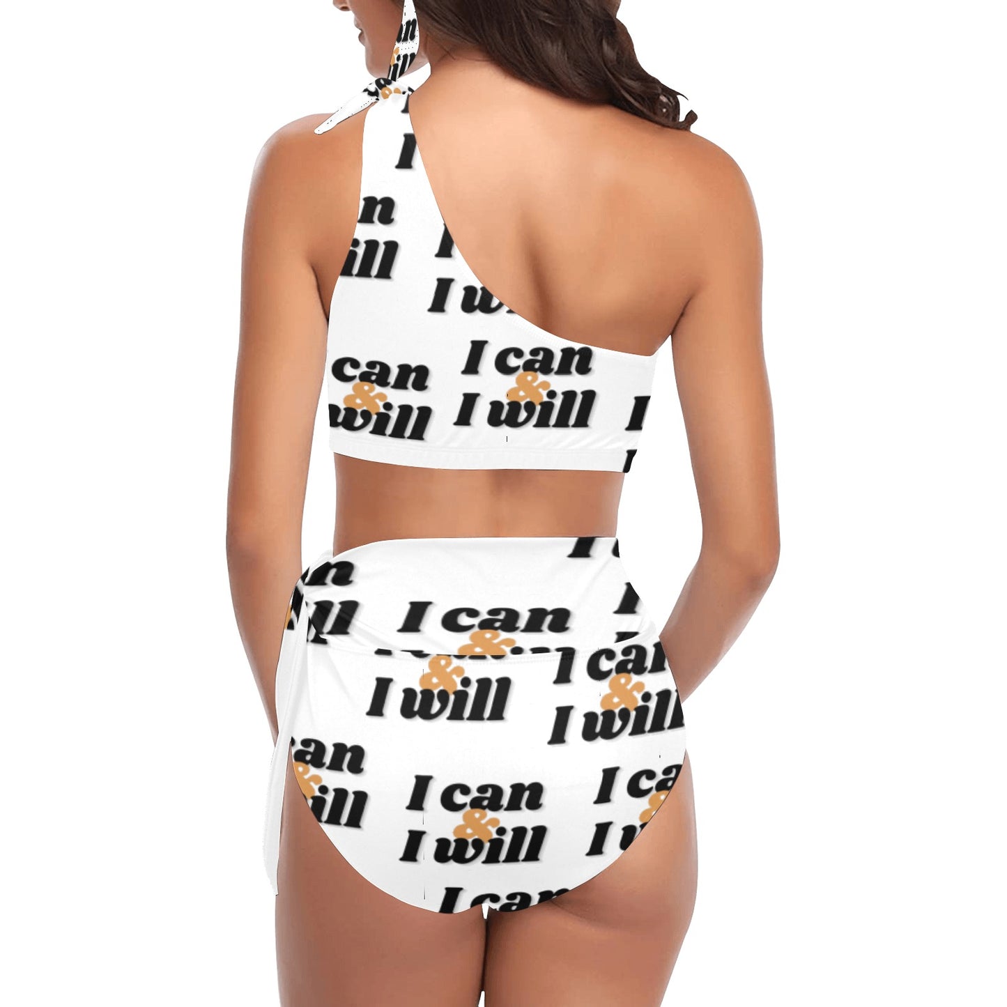 I Can & I Will One Shoulder Bikini Set