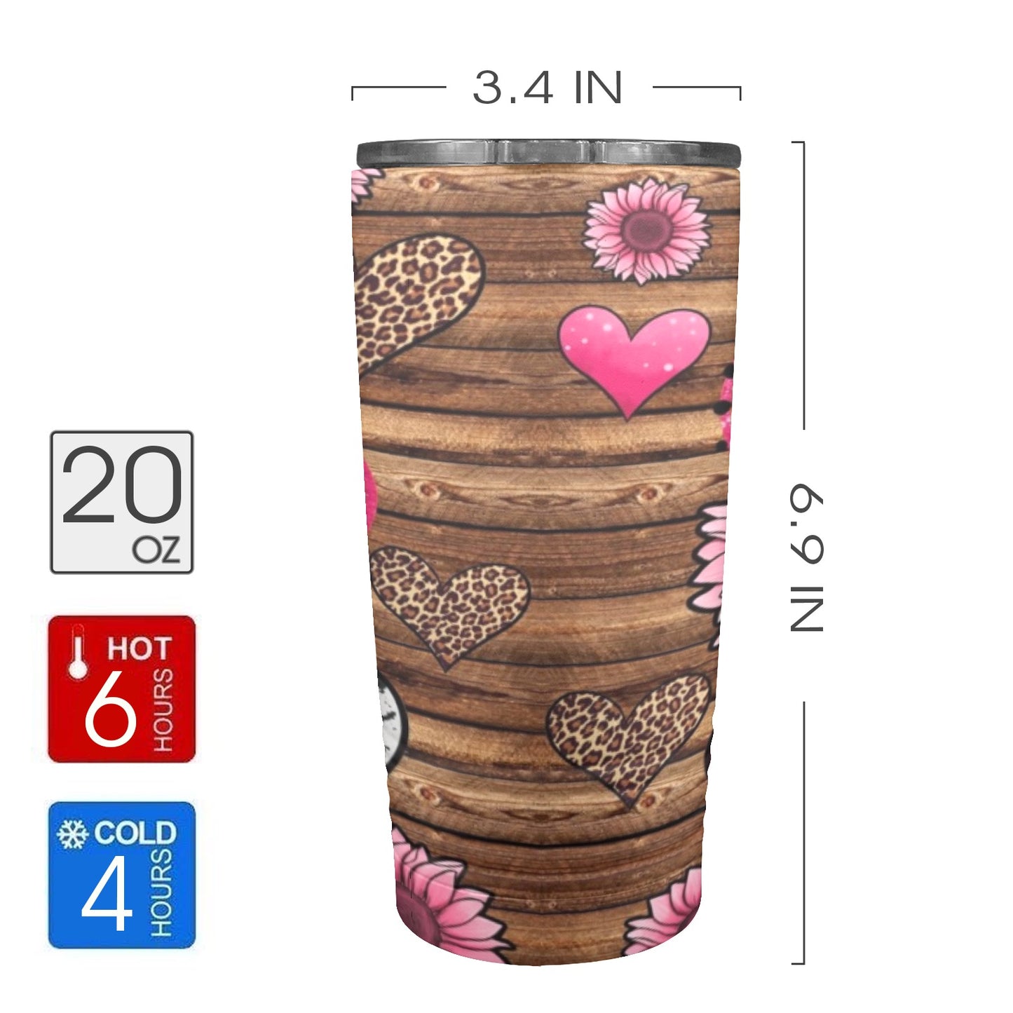 Hearts Valentines Day 20oz Insulated Stainless Steel Mobile Tumbler