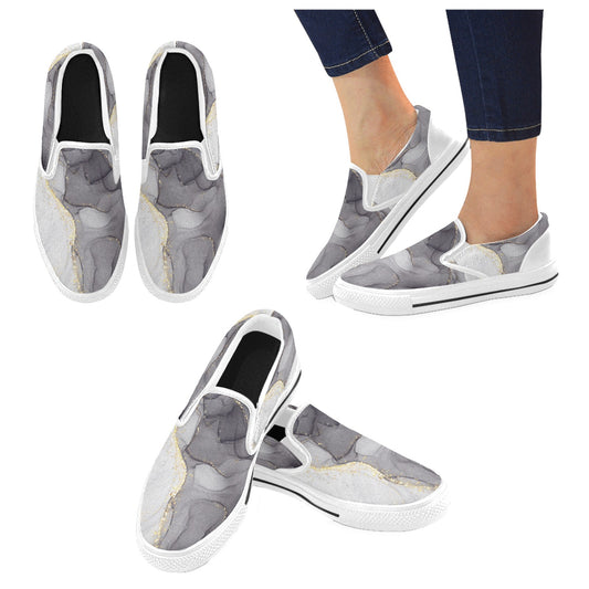 Grey Marble Men's Slip-on Shoes