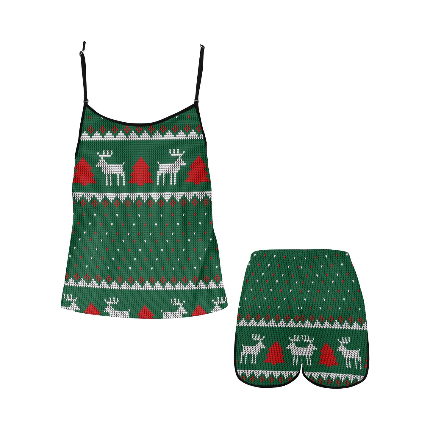 Deer Christmas Women's Spaghetti Strap Short Pajama Set