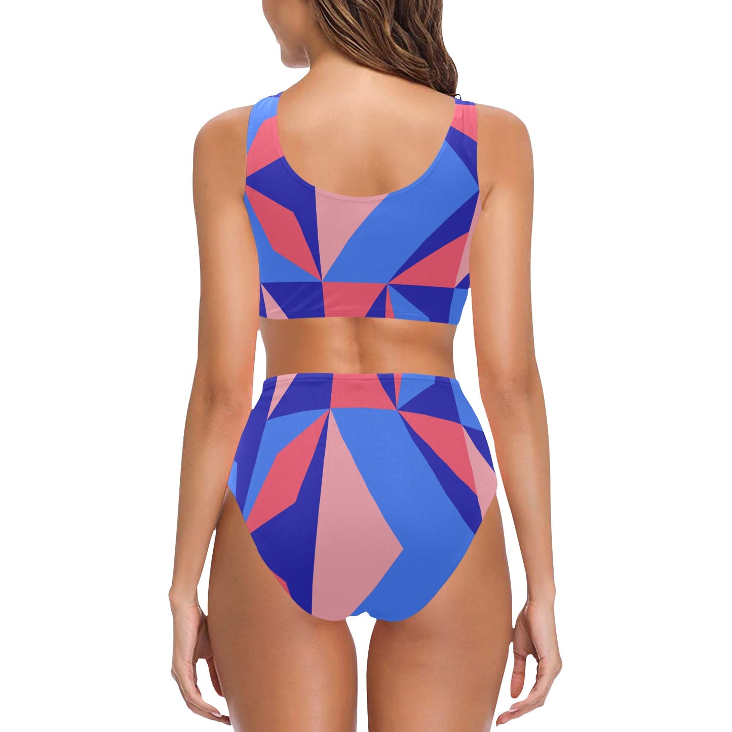 Color Abstract Chest Bow Tie Bikini Swimsuit