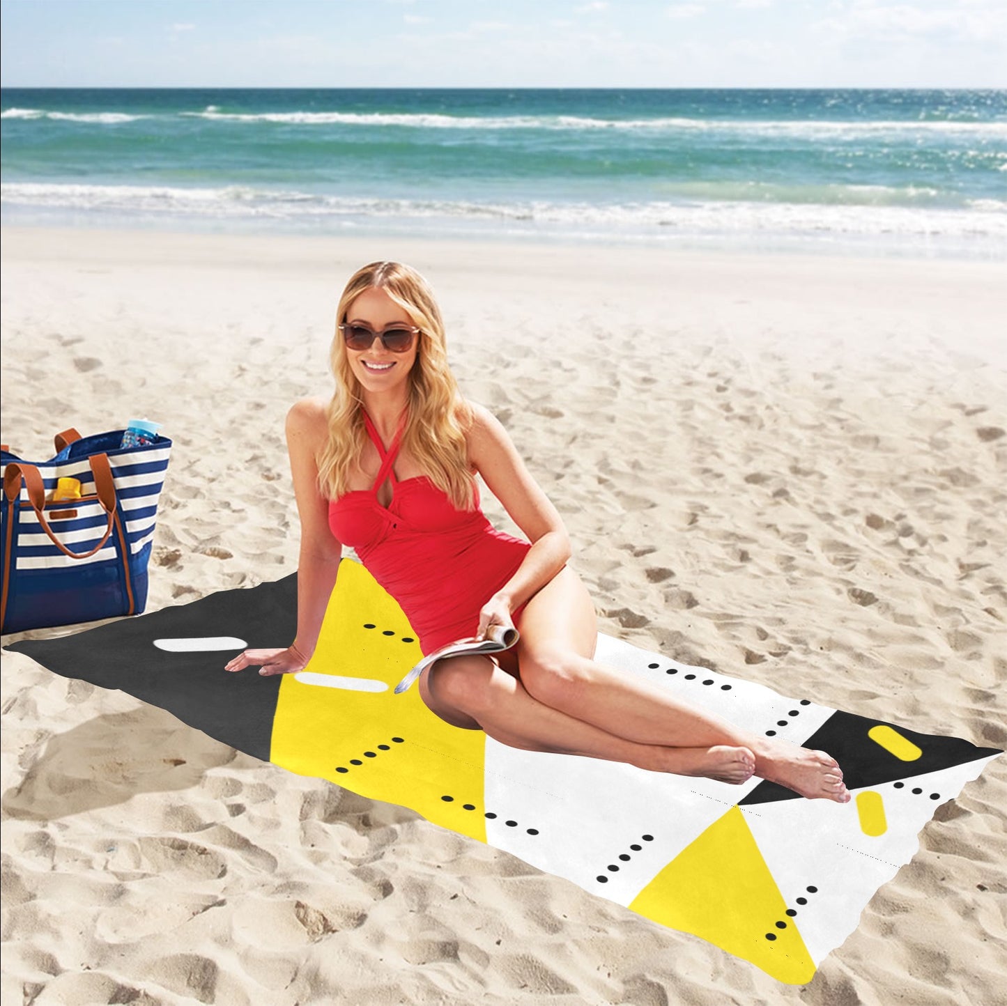 Black & Yellow Beach Towel 32"x 71"