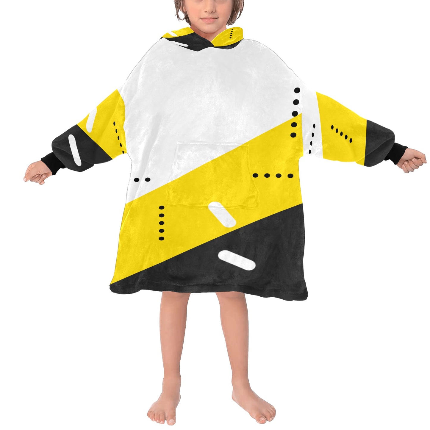 Black & Yellow Blanket Hoodie for Kids