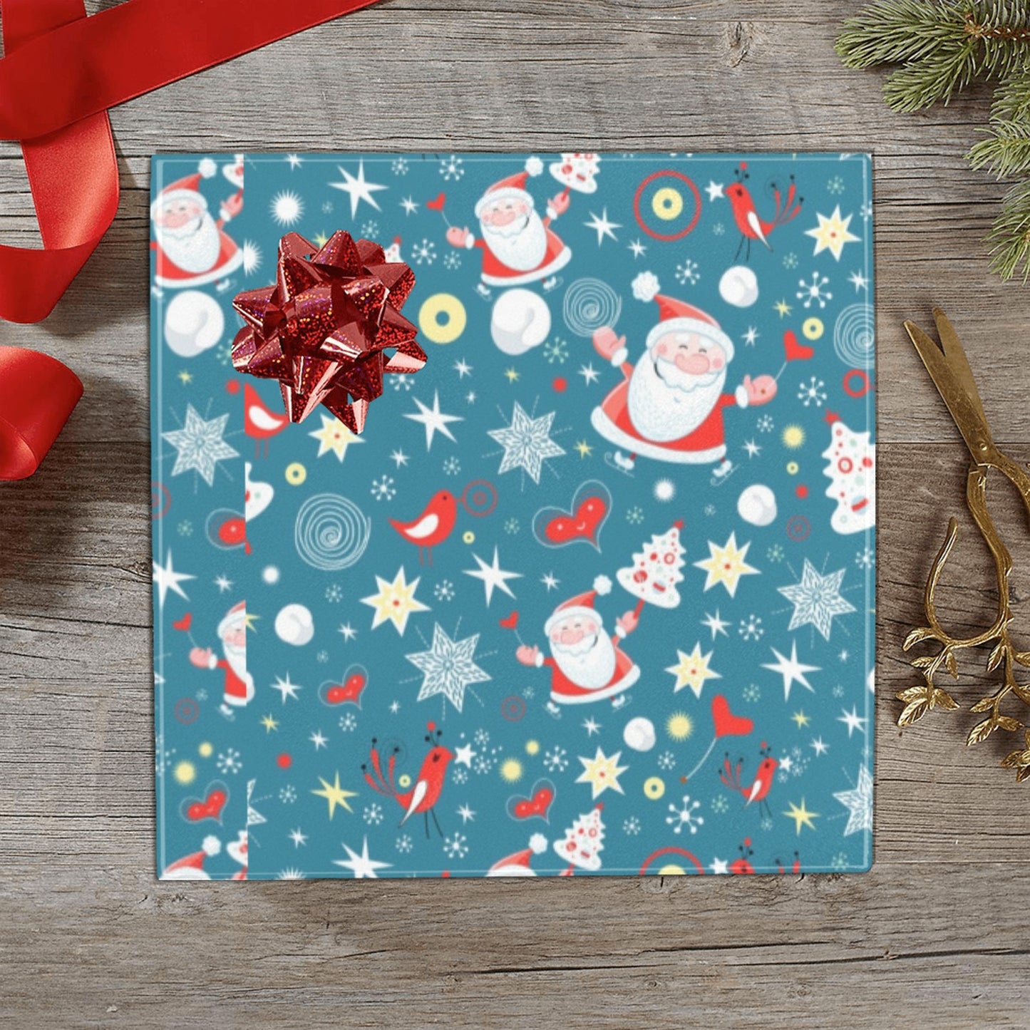 Blue Christmas Gift Wrapping Paper 58"x 23" (3 Rolls)