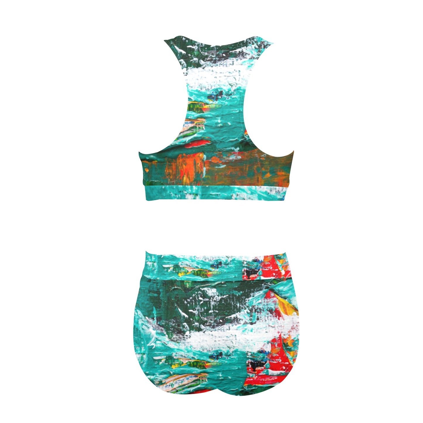 Painting Crop Top Bikini Set