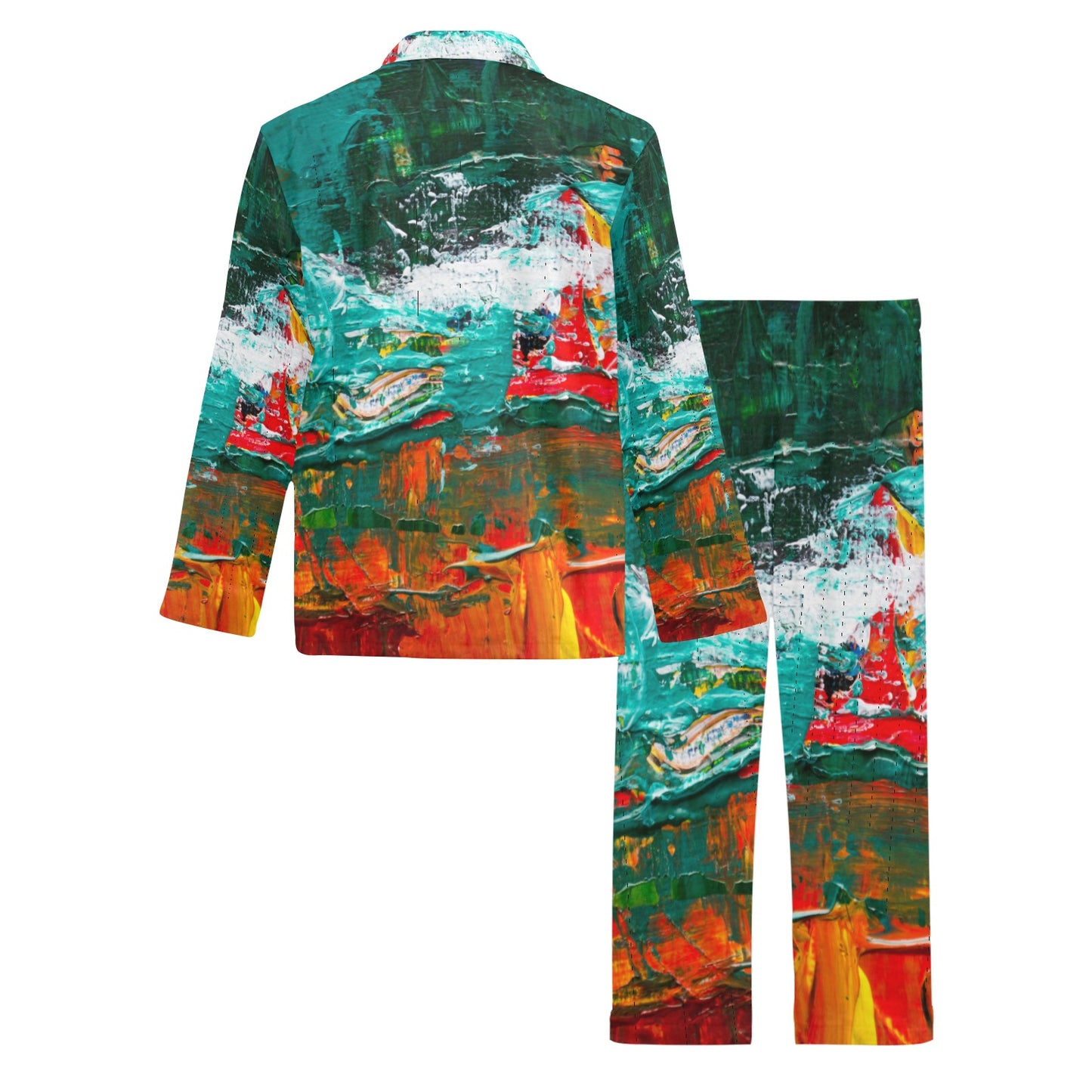 Painting Men's V-Neck Long Pajama Set