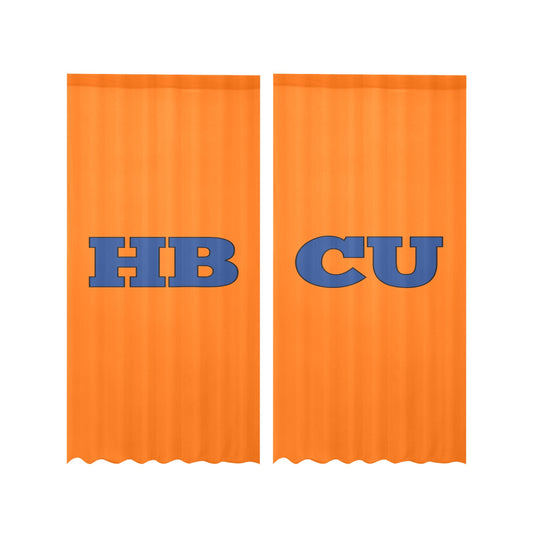 Orange & Blue HBCU Gauze Curtain 28"x84" (Two-Piece)