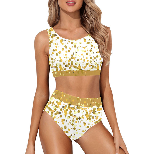 Gold Confetti Crop Bikini Swimsuit