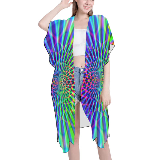 Abstract Rainbow  Chiffon Cover Up