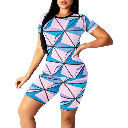 Pink Abstract Women's Short Set