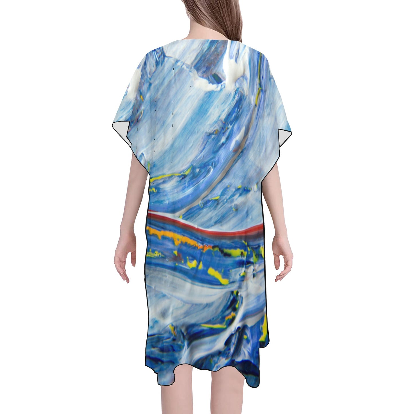 Blue Mural Chiffon Cover Up