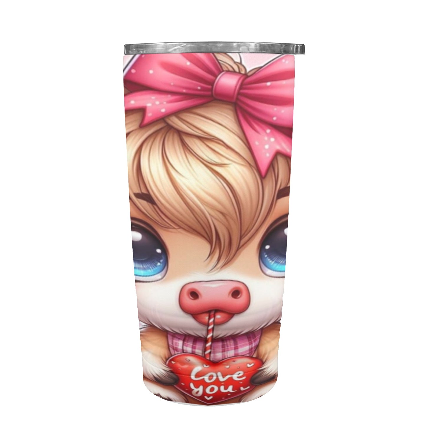 Cow Love Valentines Day 20oz Insulated Stainless Steel Mobile Tumbler