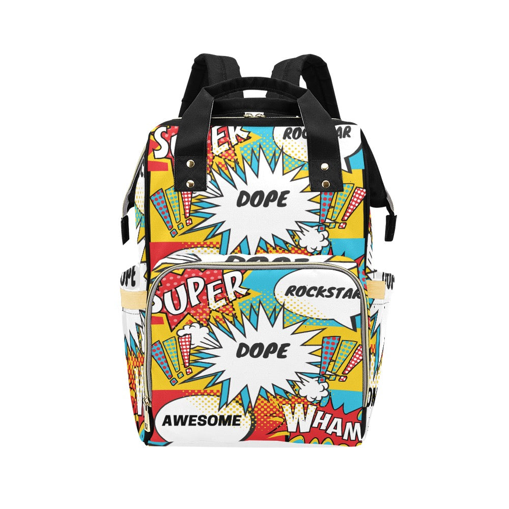 Comic Words Multi-Function Diaper Backpack/Bag