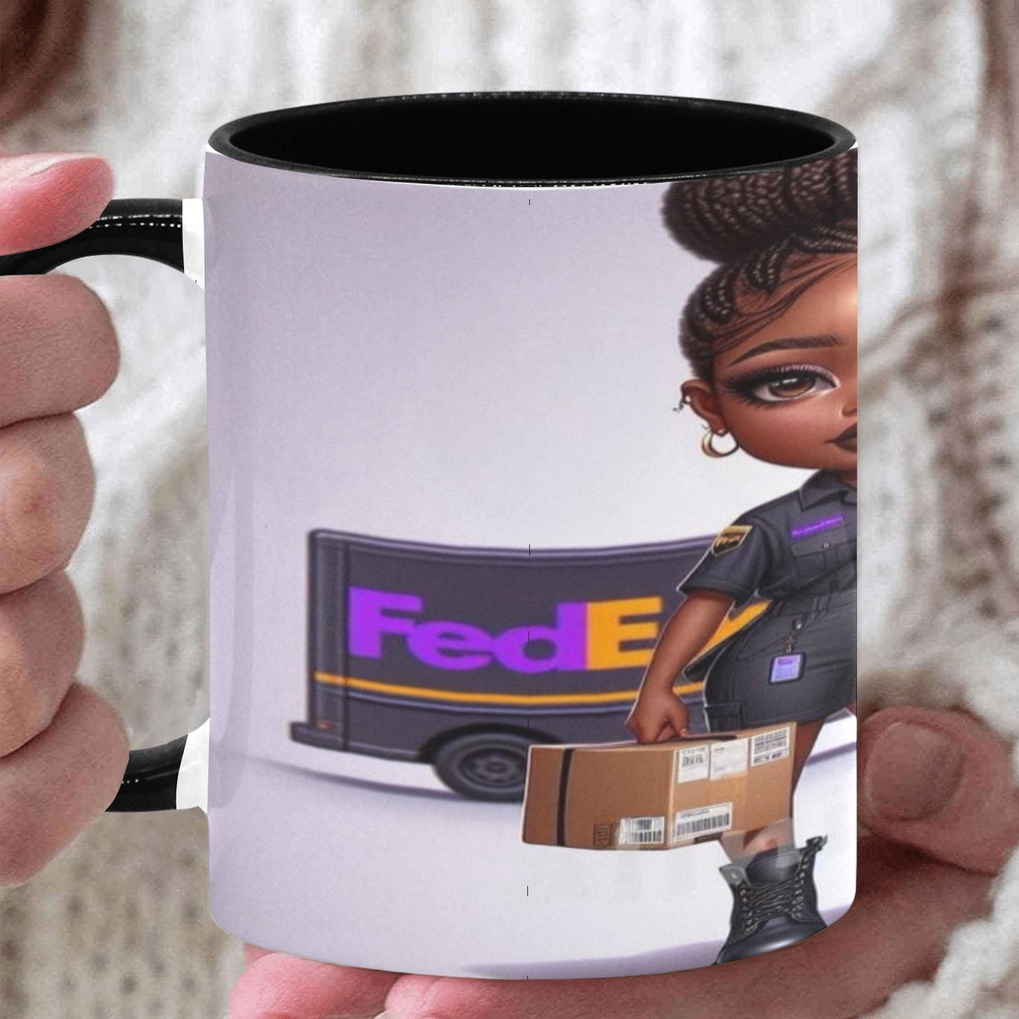 FedEx Worker Girl Custom Inner Color Mug (11oz)