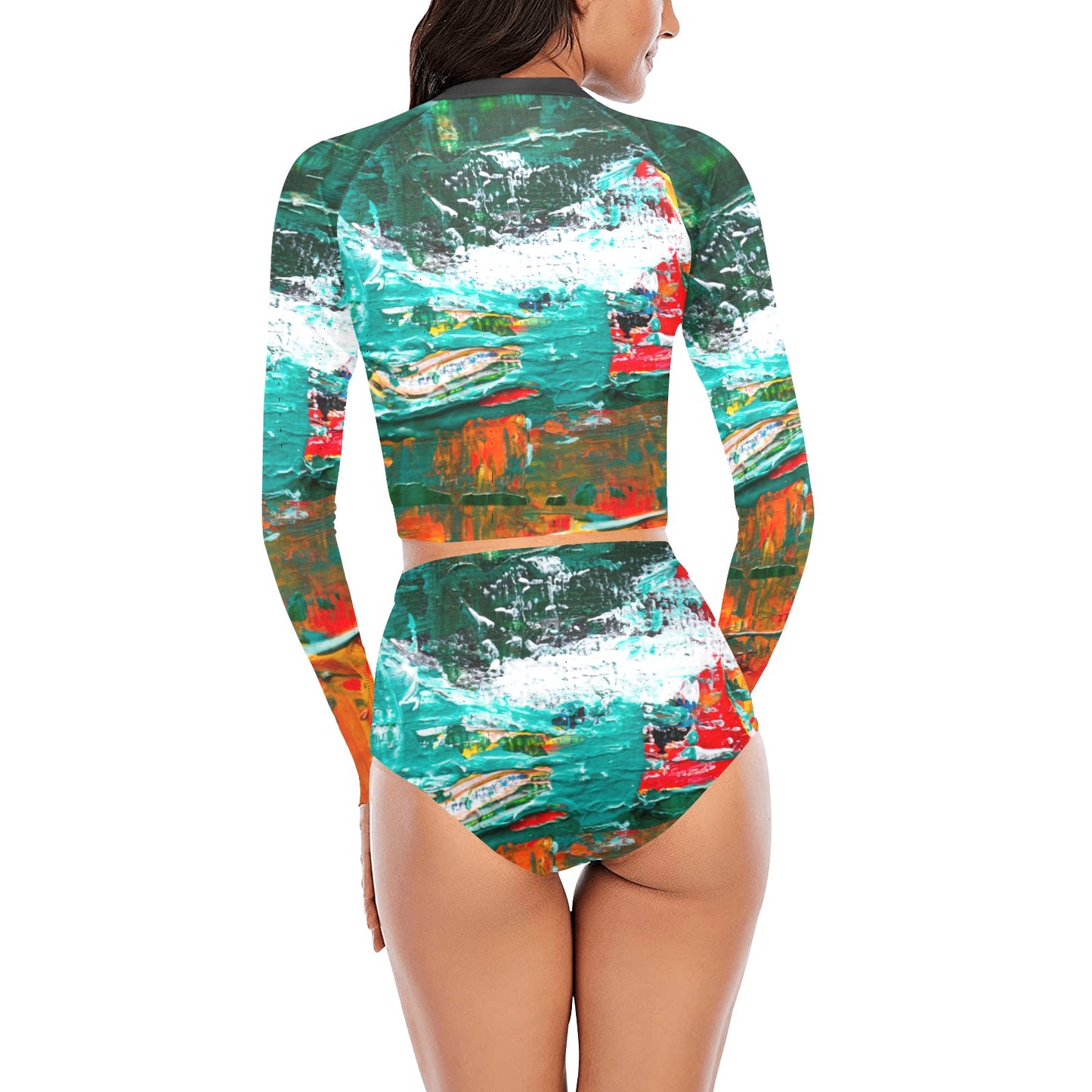 Painting Long Sleeve Bikini Set