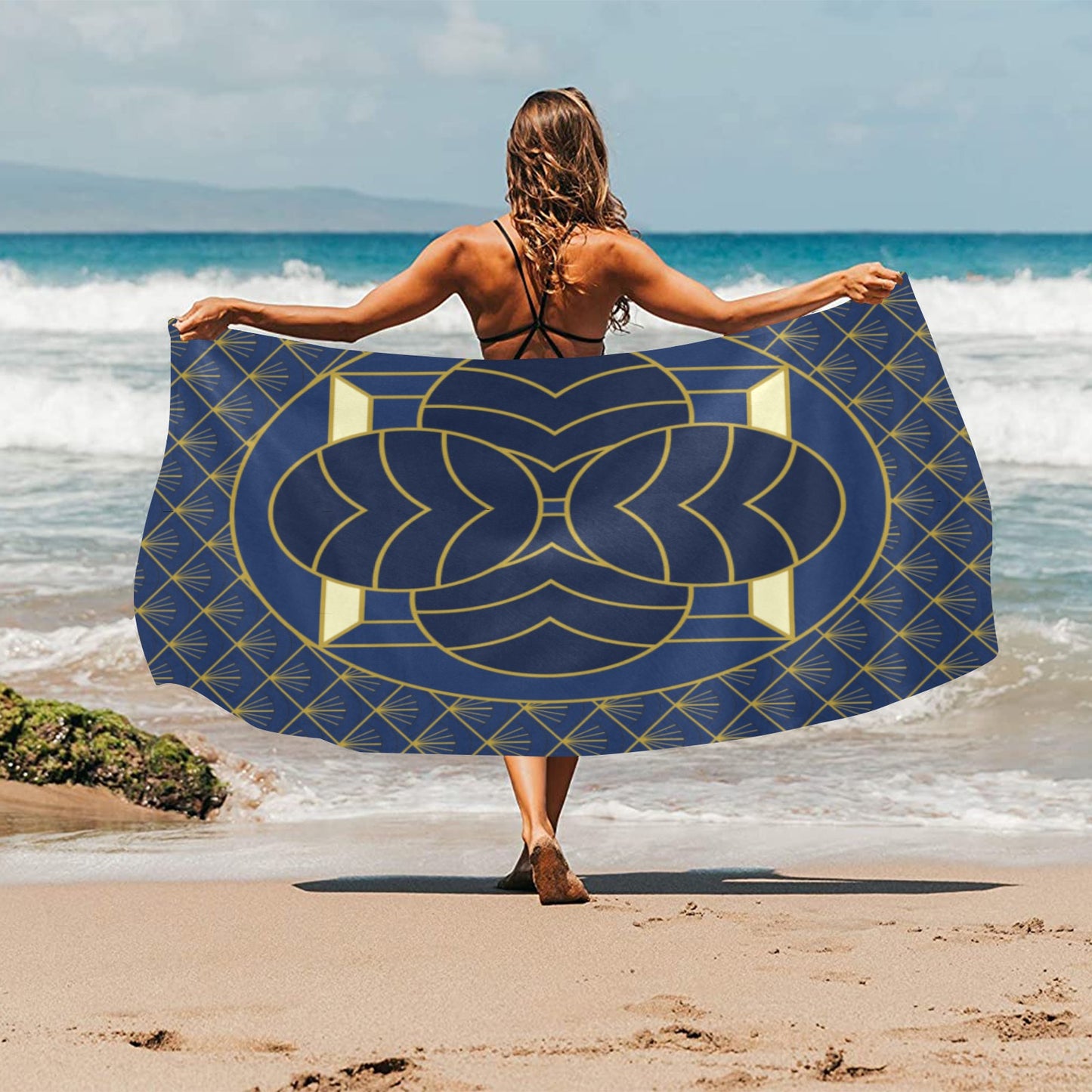 Navy Cut Beach Towel 32"x 71"