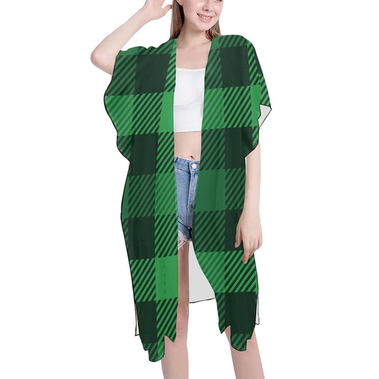 Green & Black Chiffon Cover Up