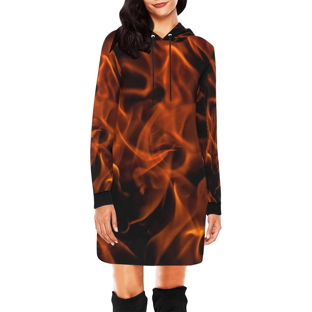 Firey Fire Hoodie Mini Dress