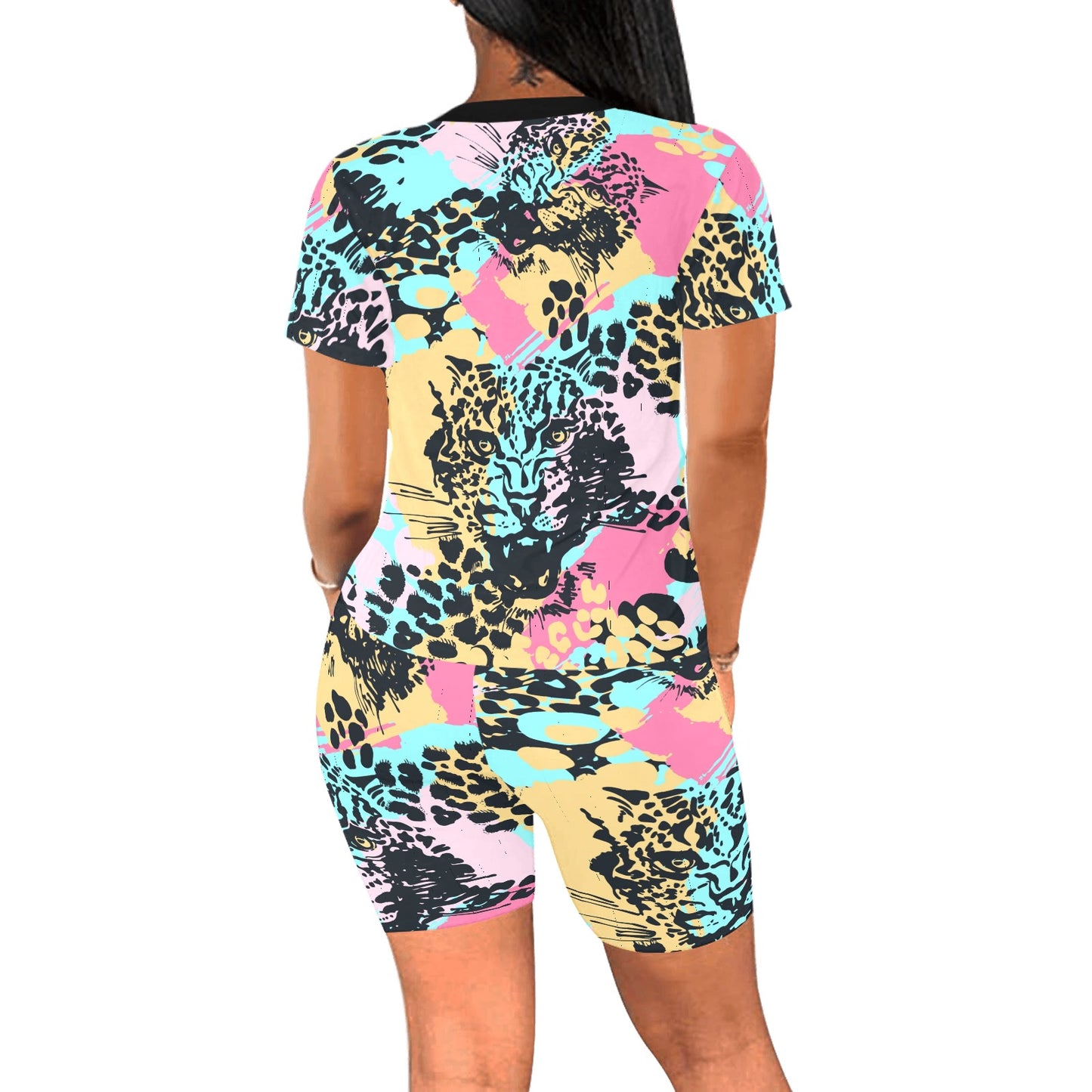 Abstract Leopard Women's Short Set