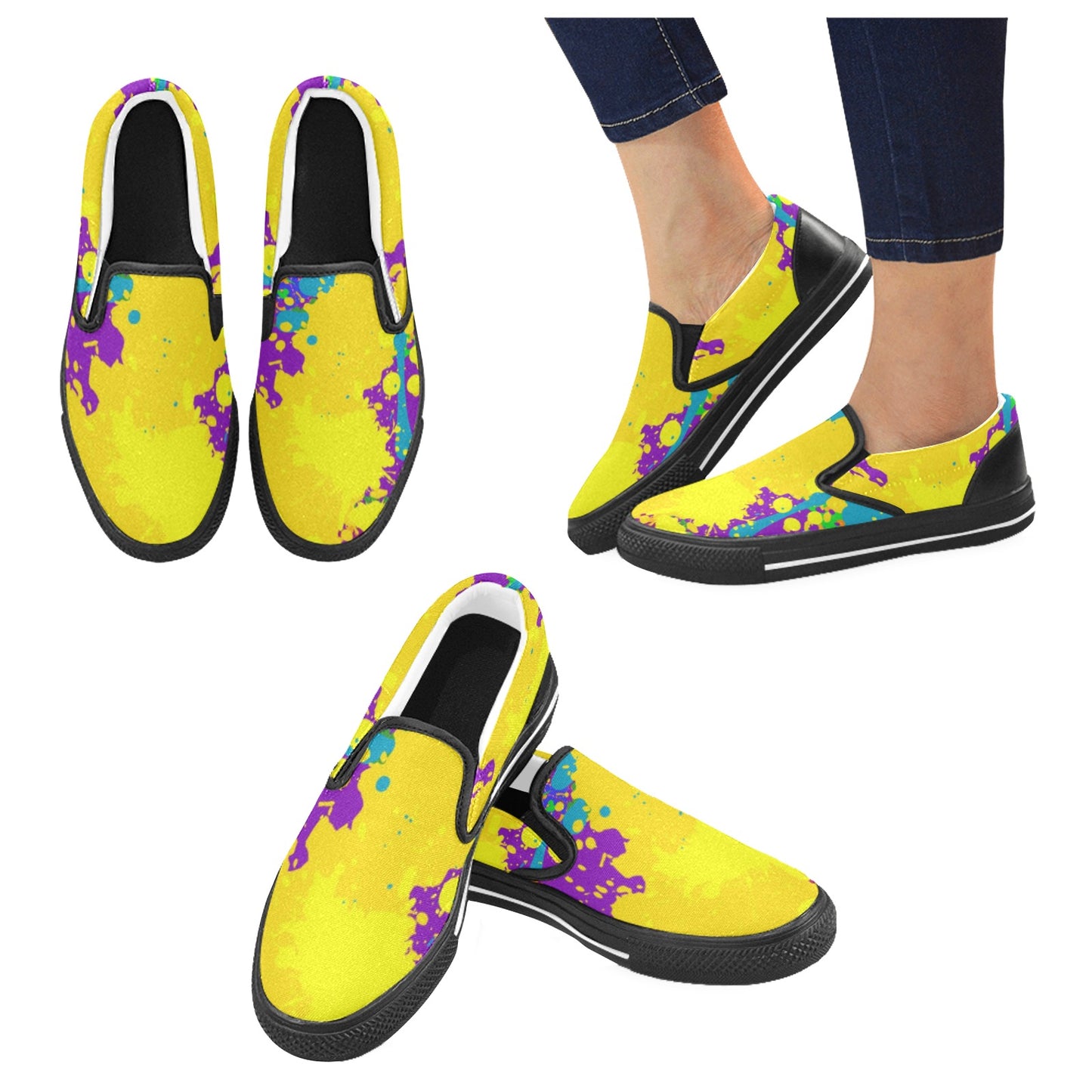 Yellow Splatter Men's Slip-on Shoes