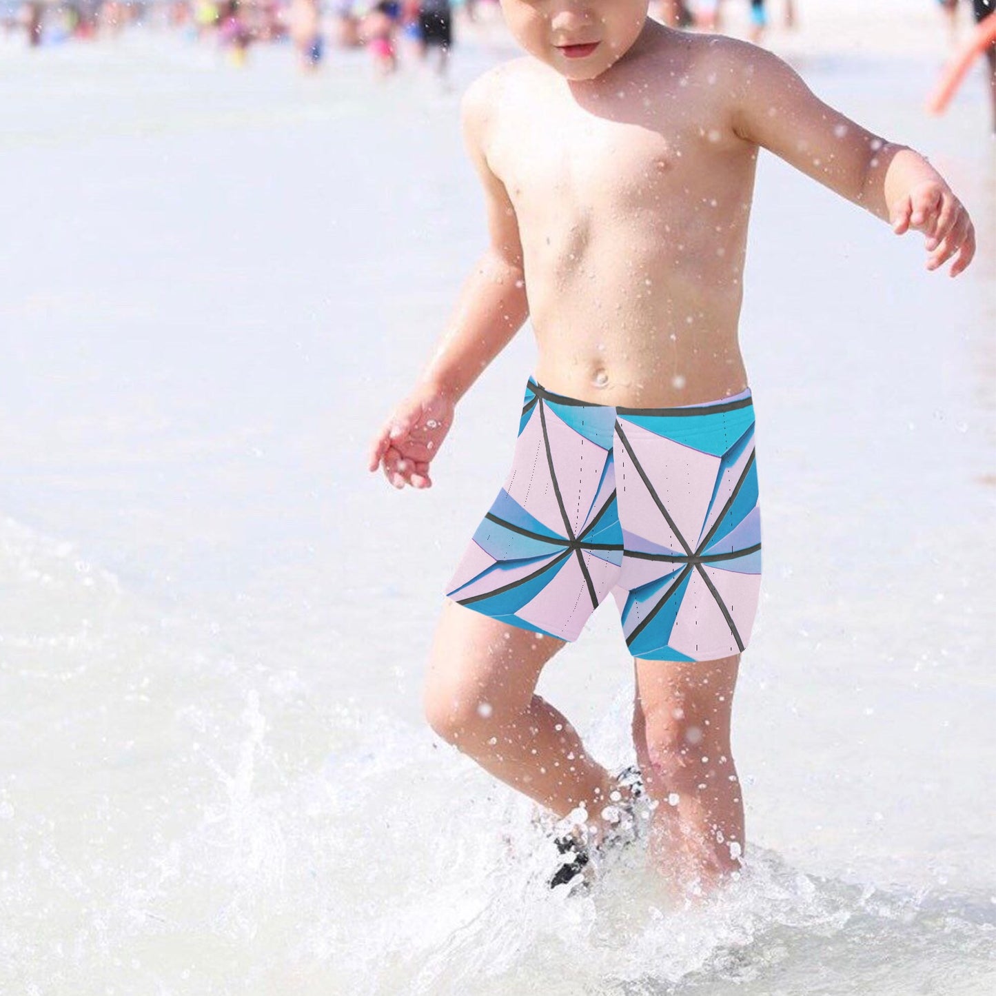 pink Abstract Little Boys' Swimming Trunks