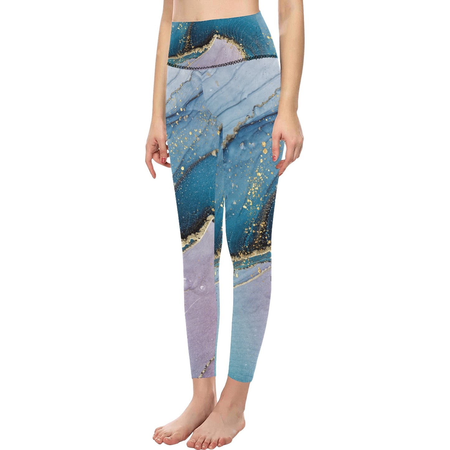 Blue Marble Women's High-Waisted Leggings