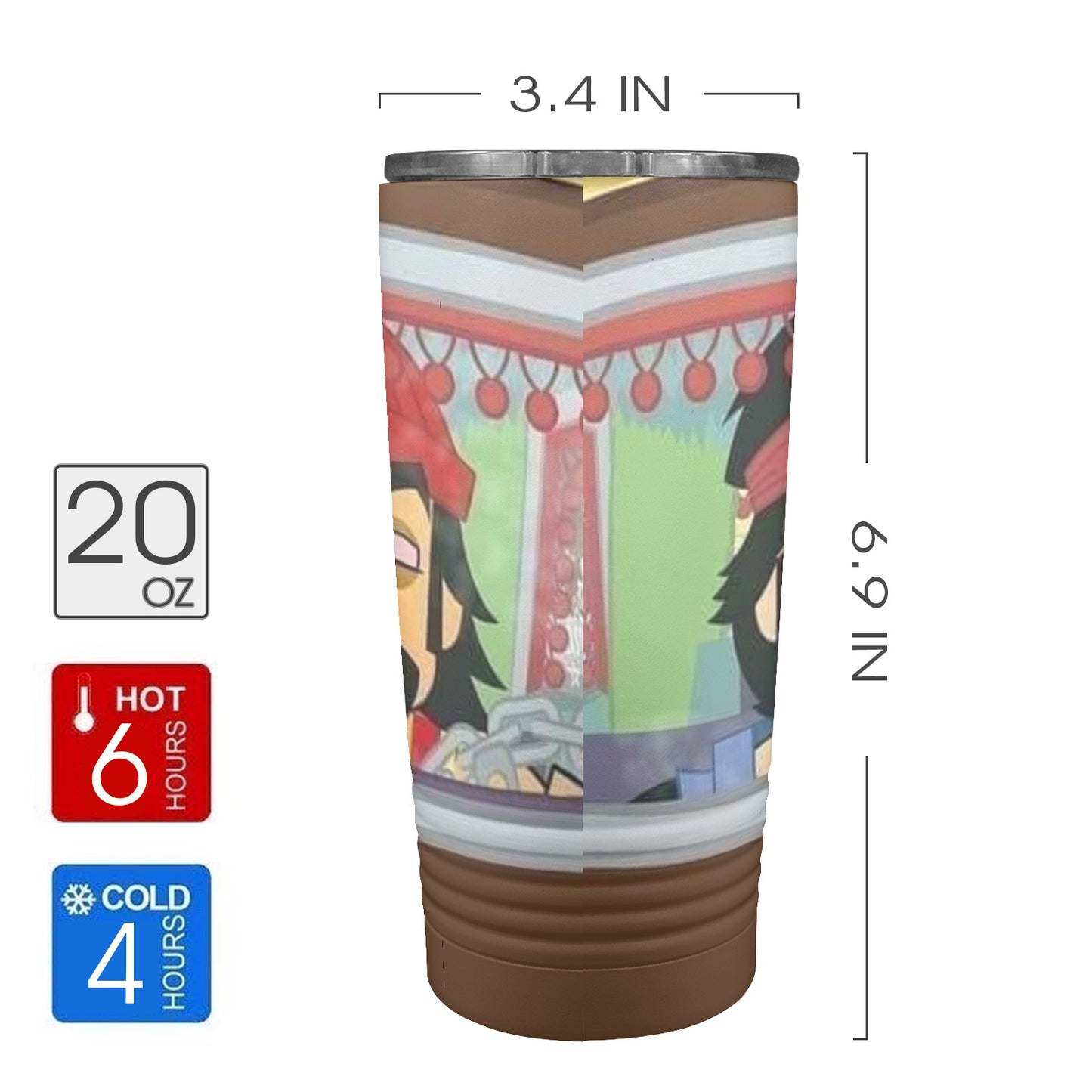 Cartoon 20oz Insulated Stainless Steel Mobile Tumbler