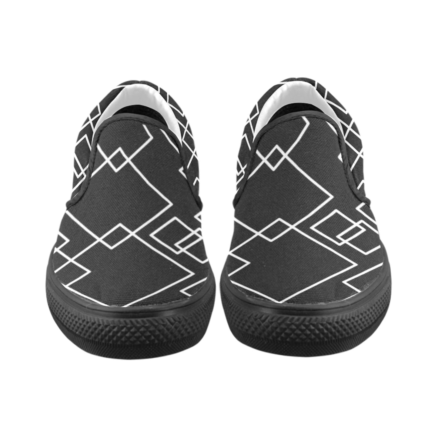 Black Squared Men's Slip-on Shoes