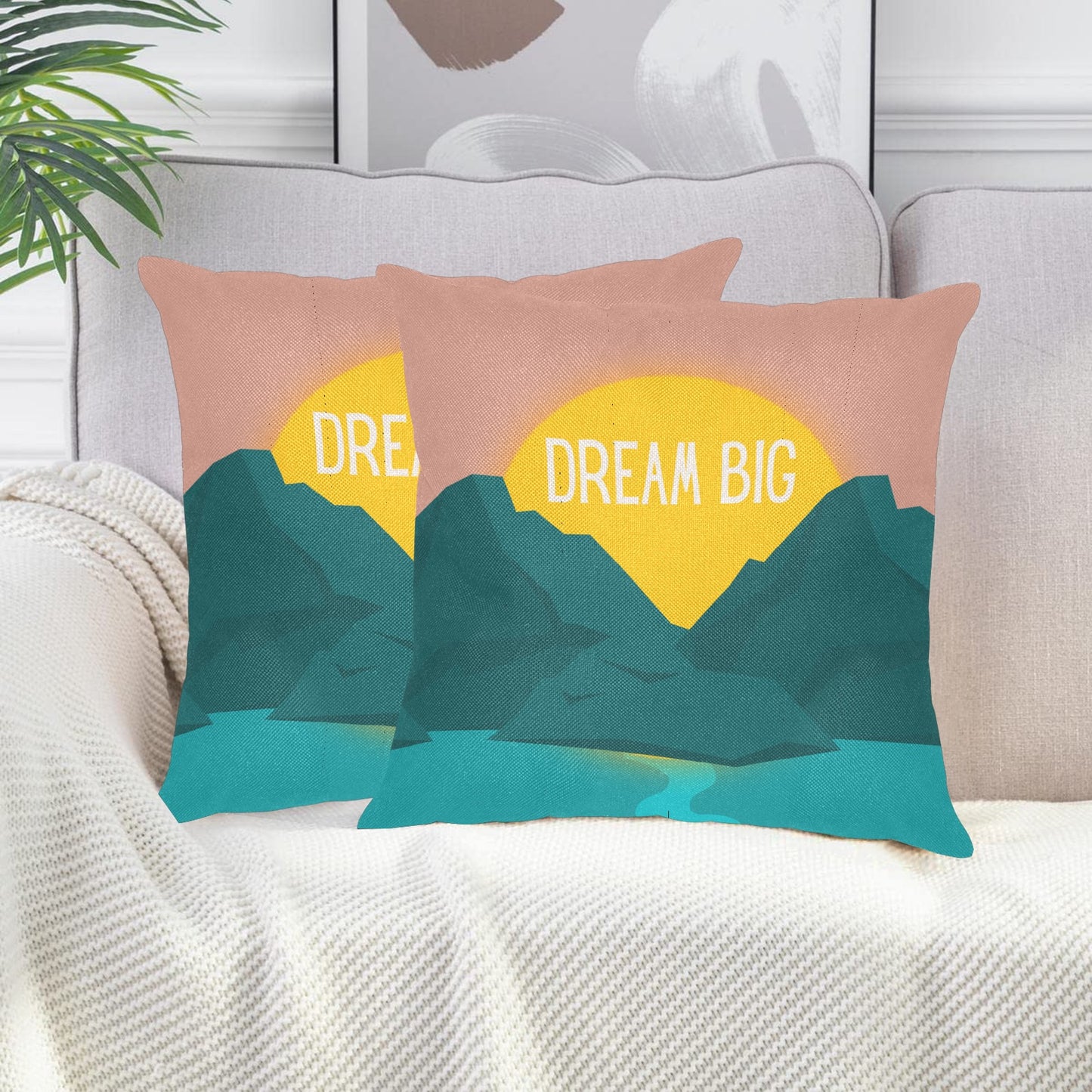 Dream Big Linen Zippered Pillowcase 18"x18"(Pack of 2)