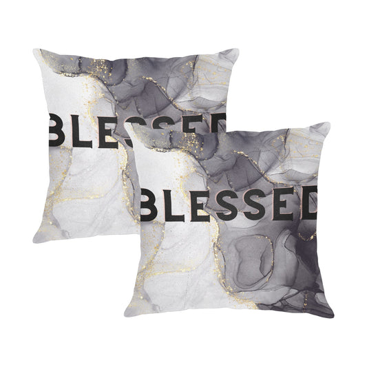 Blessed Marble Linen Zippered Pillowcase 18"x18"(Pack of 2)