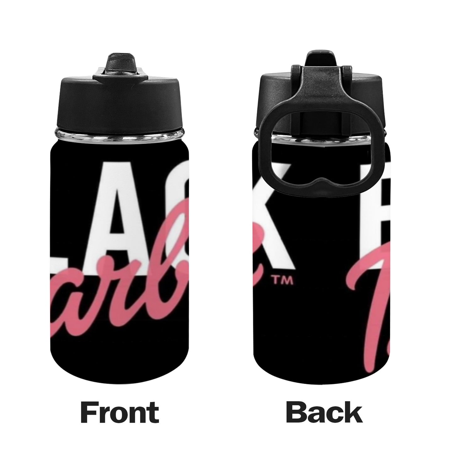 Black Barbie Kids Water Bottle with Straw Lid (12 oz)