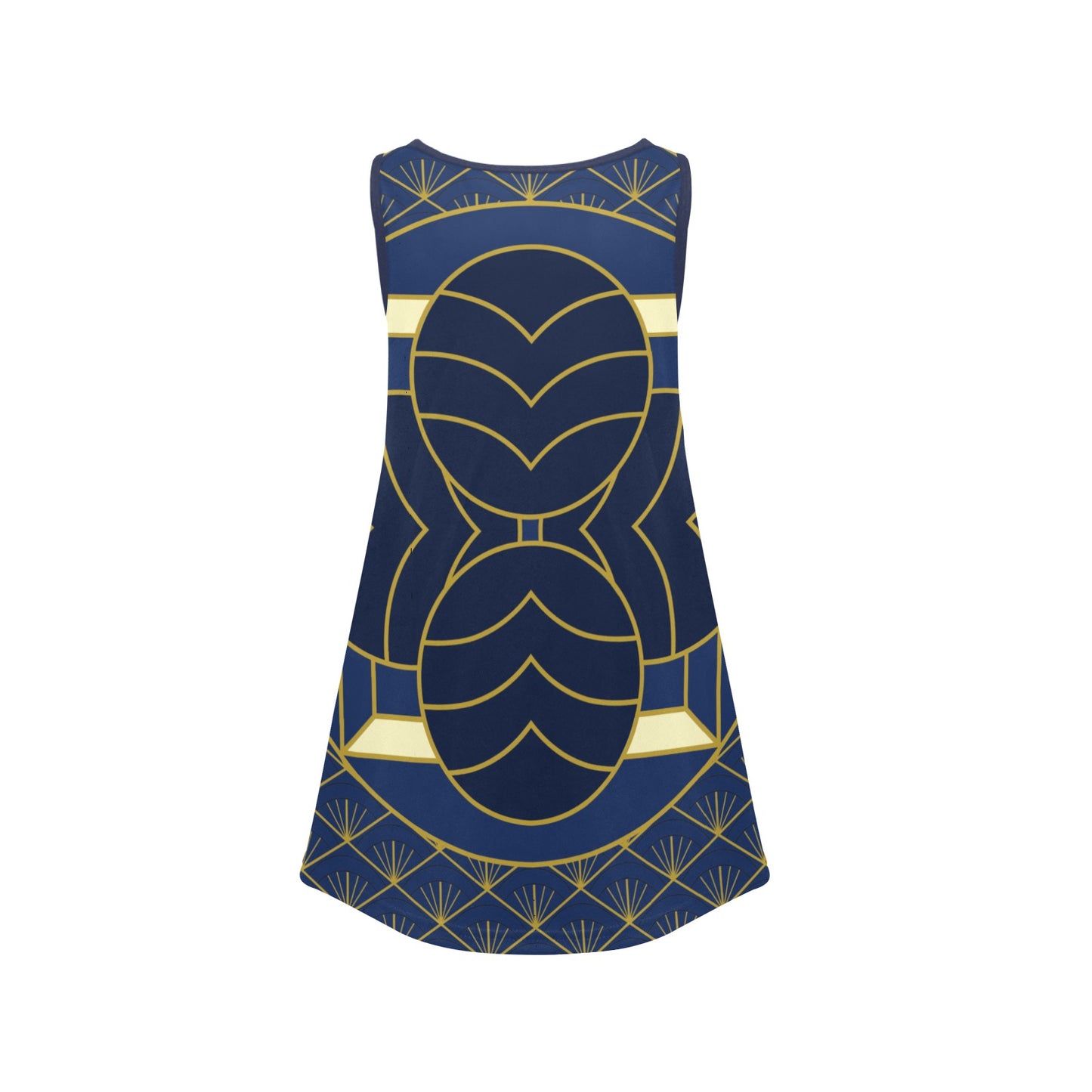 Navy Cut Girls' Sleeveless Dress