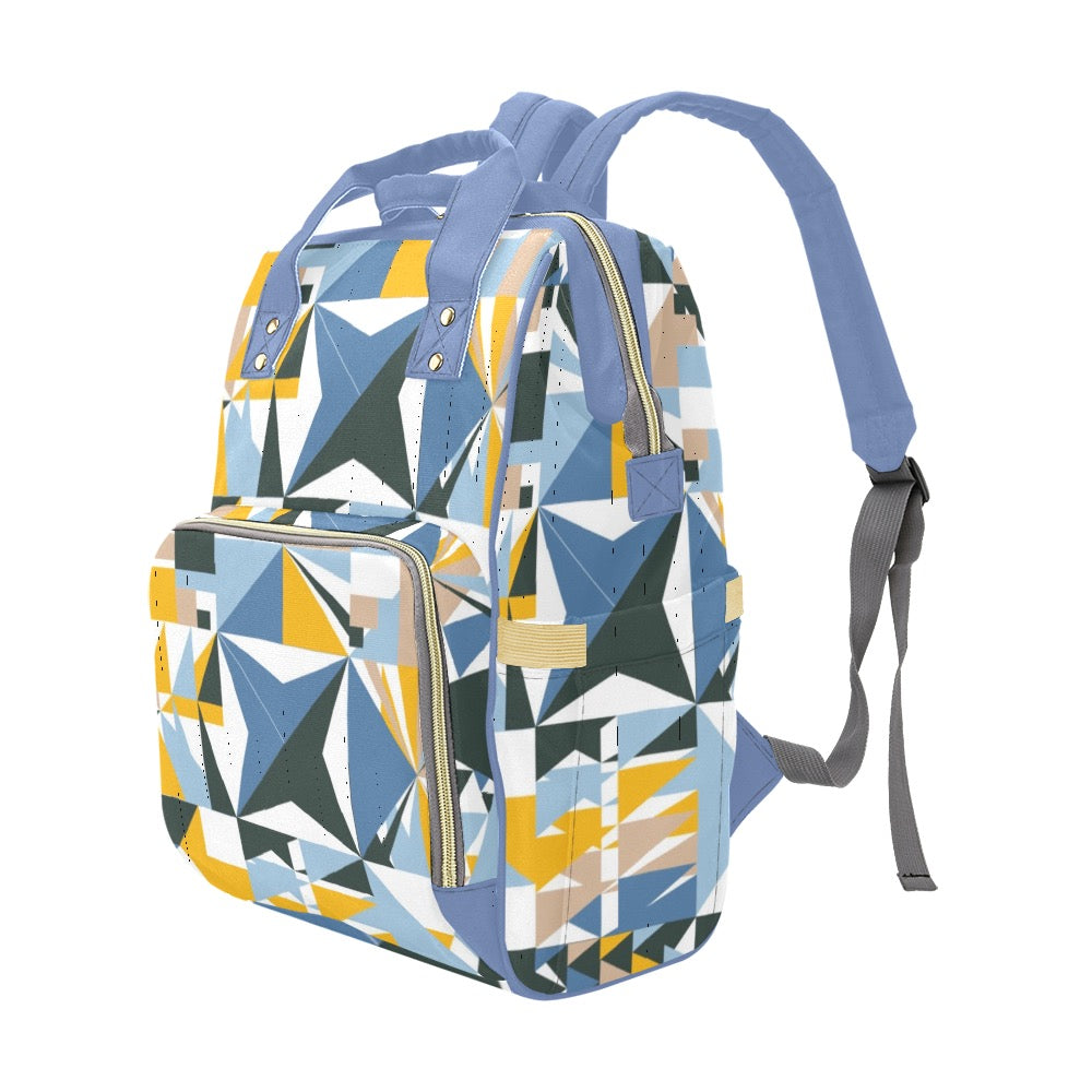 Blue Abstract Multi-Function Diaper Backpack/Bag