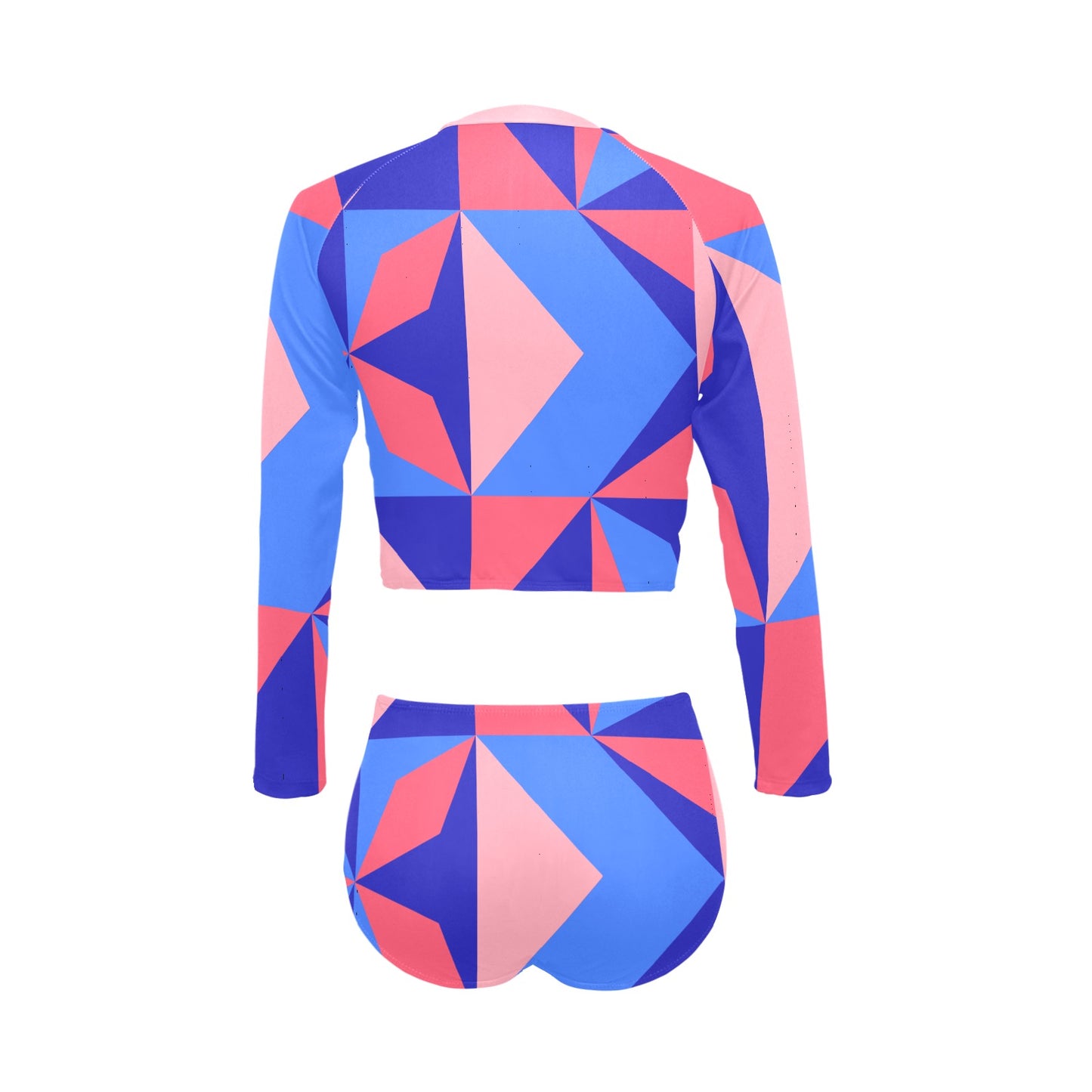 Color Abstract Long Sleeve Bikini Set