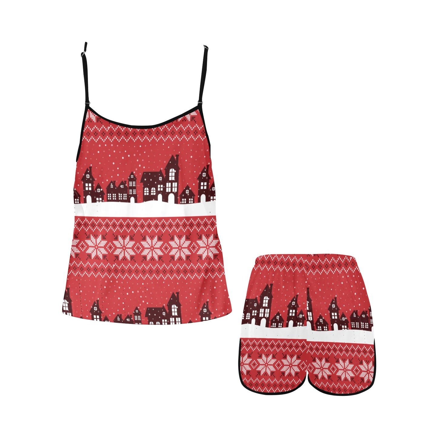 CHRISTMAS- Red Night Women's Spaghetti Strap Short Pajama Set