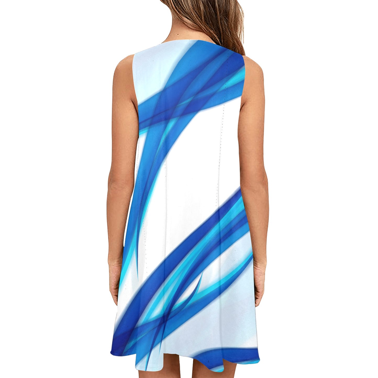 Blue Lightning Sleeveless Pocket Dress