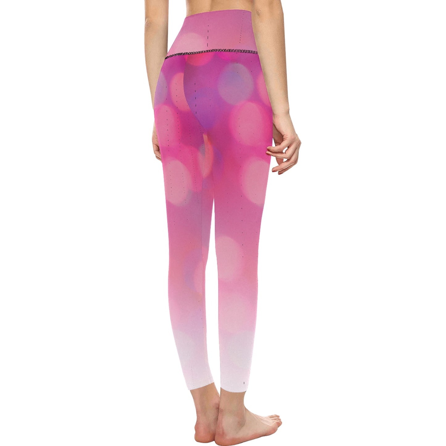 Pink Circles Women's High-Waisted Leggings