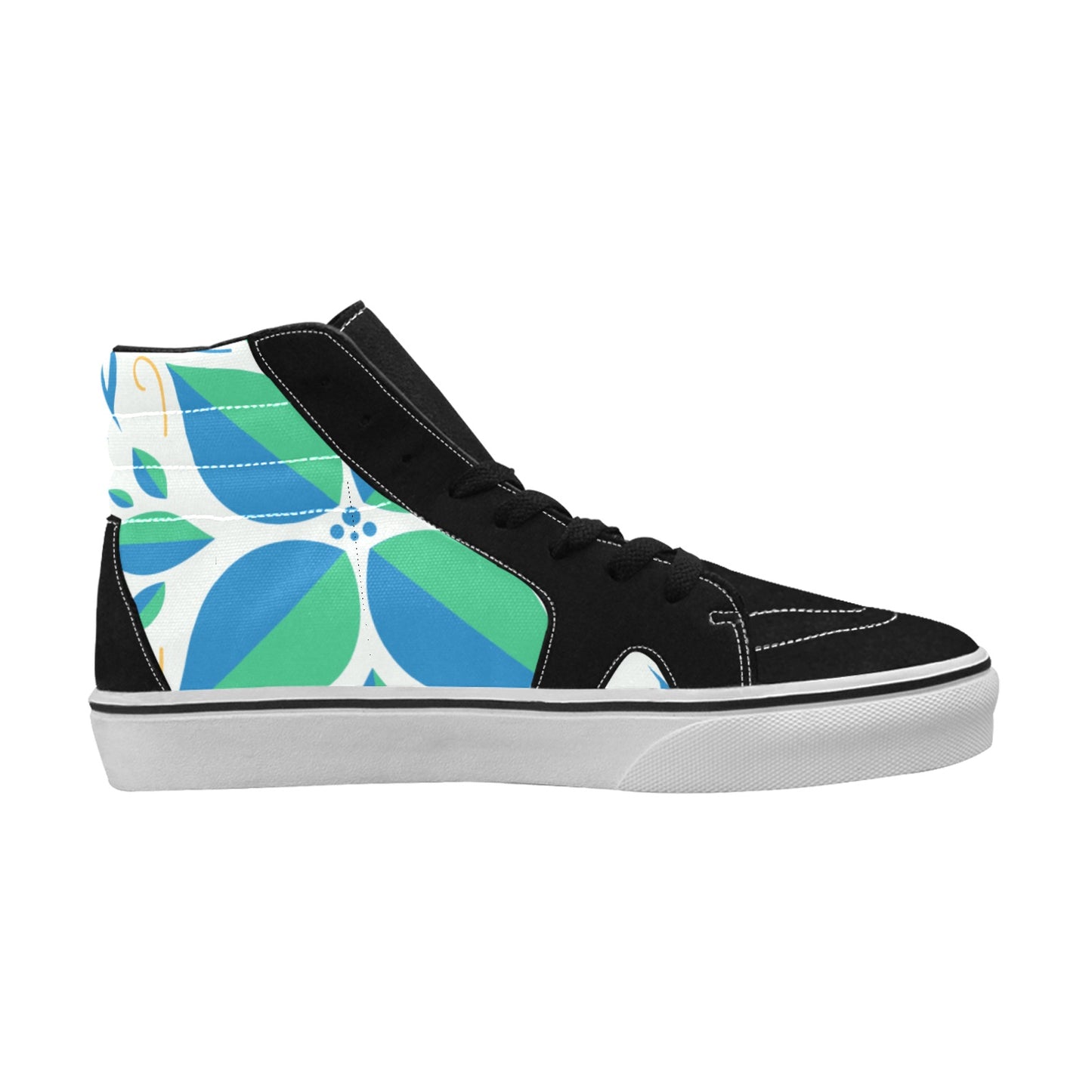 Blue Green Women's High Top Skateboarding Shoes