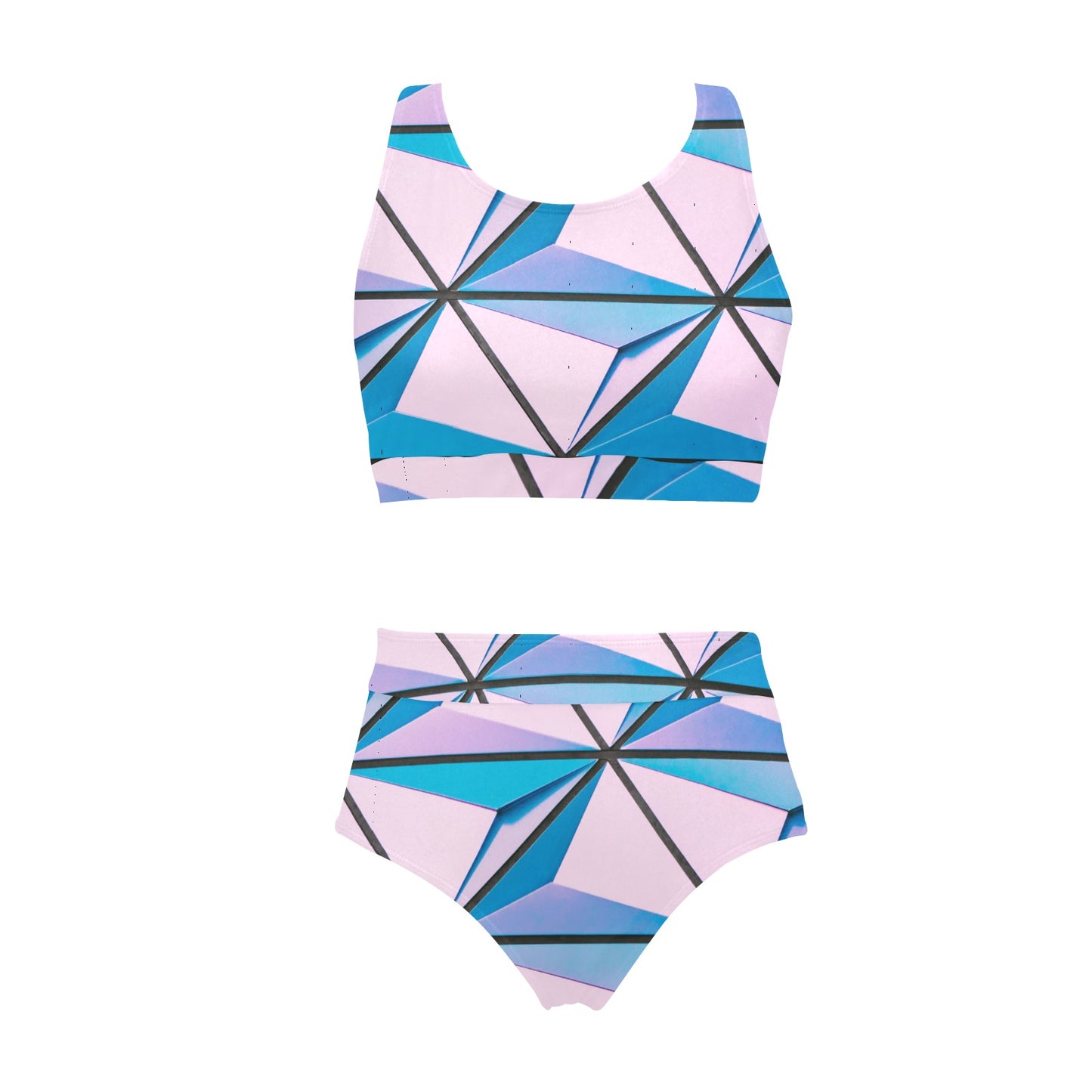 Pink Abstract Crop Bikini Set